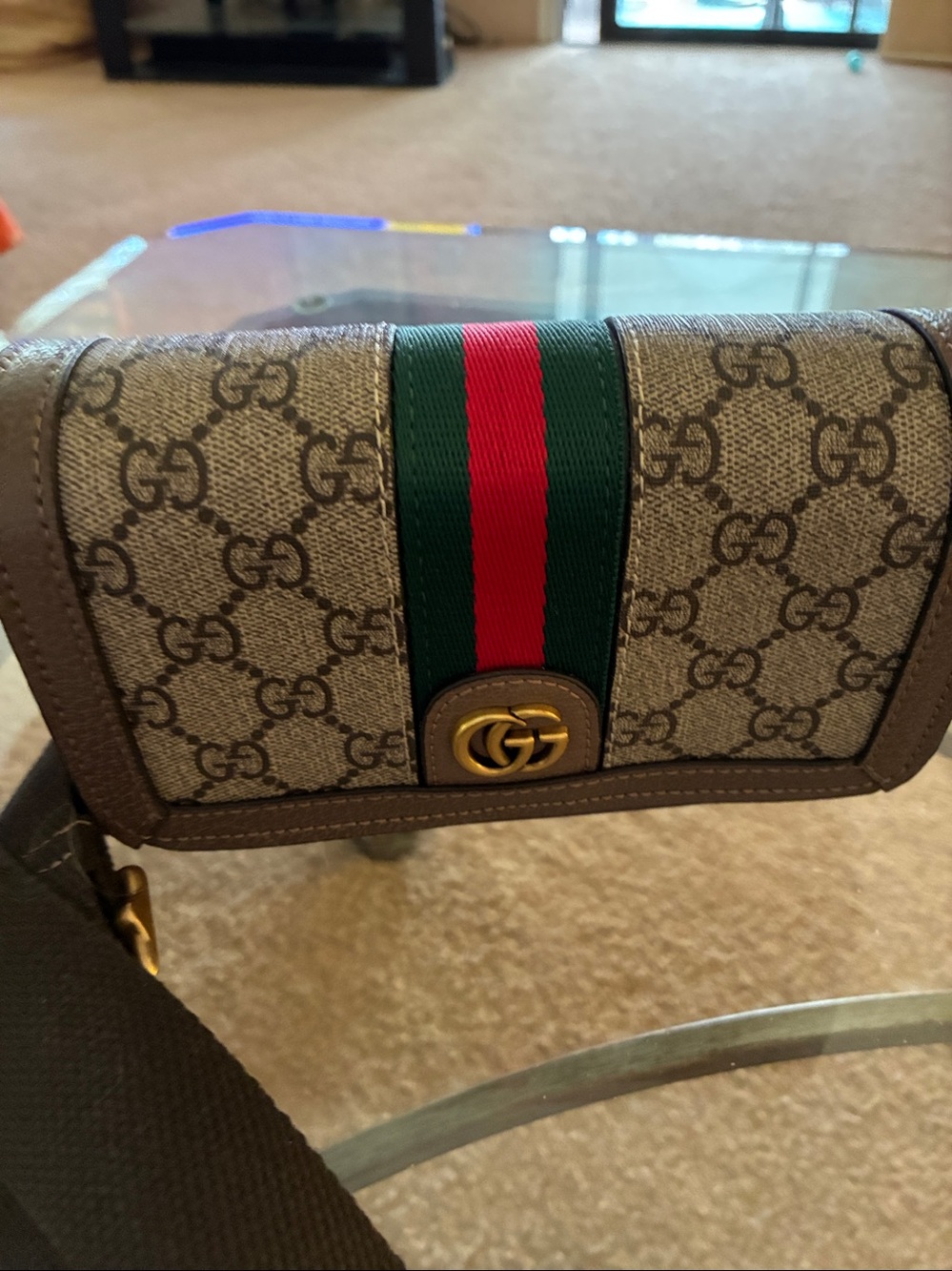 Beige Supreme Crossbody with Green-Red Web Stripe copy - Picture 3 of 14